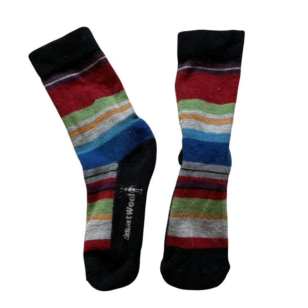 Smartwool Merino Wool Striped Crew Socks Womens Multi Color Hiking Outdoor